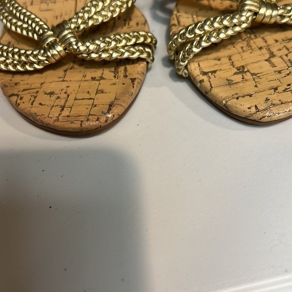 ANNE MICHELLE Slip On Gold Braided Cork Sandal heels Size 9 - Picture 3 of 6